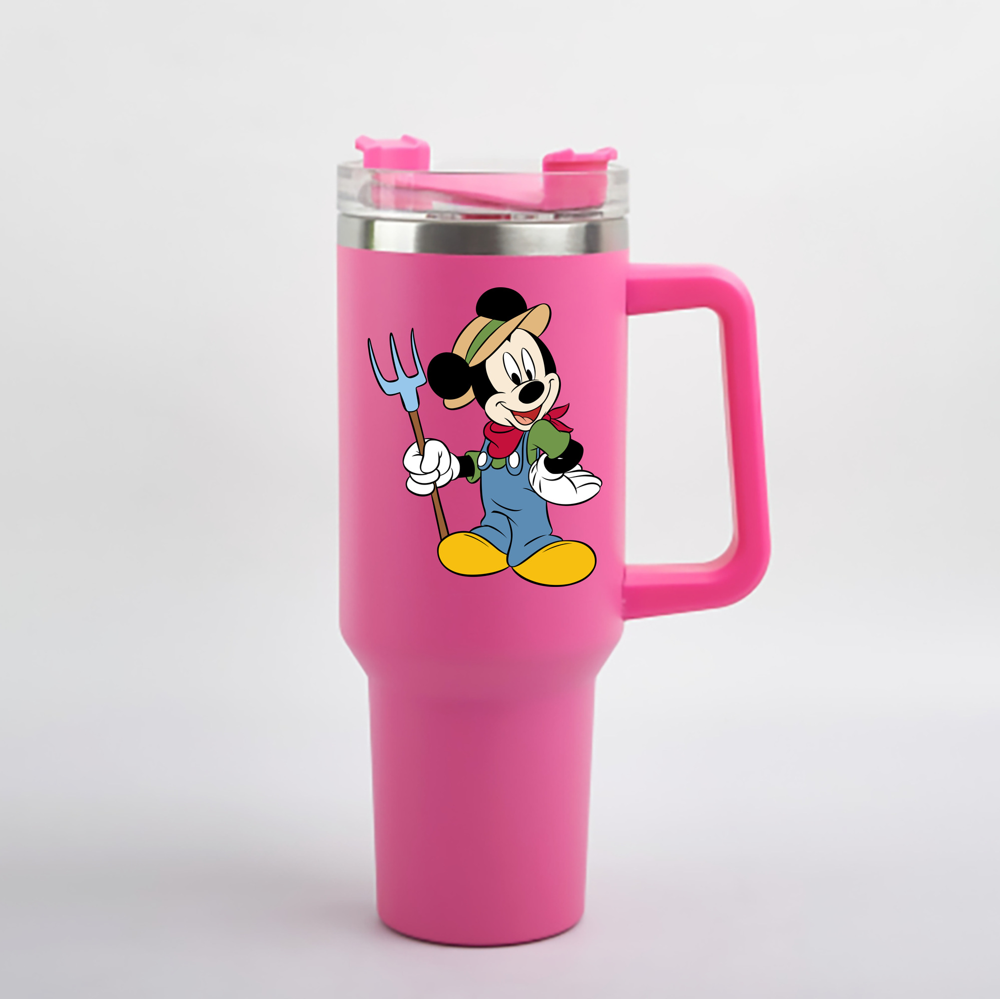 （画像用） ミッキーマウス Mickey Mouse 1200mL車用タンブラー - クリスタルステッカー（プラスチックストロー付き）